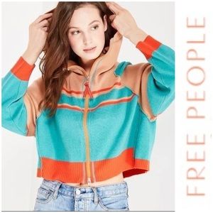 Free people stripes for days hooded zip sweater
